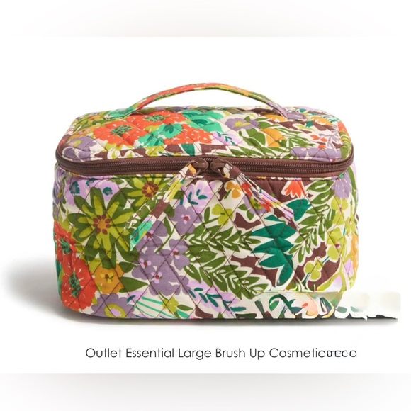 Vera Bradley Essential Large Brush Up Cosmetic Case in Evening Garden - Picture 1 of 3